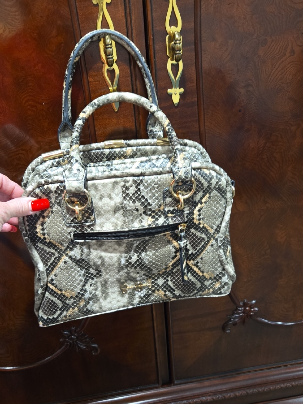 Jessica simpson Snake-Print Top Handle Satchel - Neutral Tones